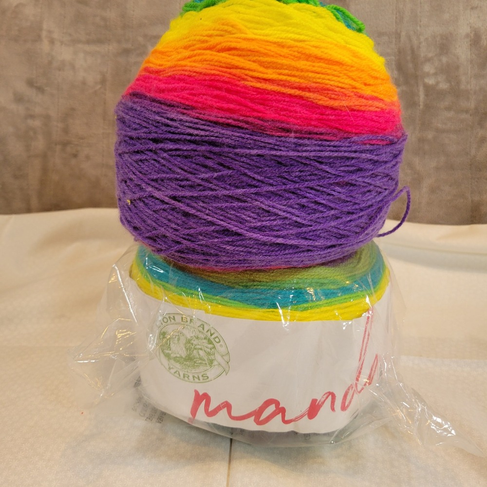 Lion Brand Mandala Bonus Bundle Yarn Gnome Rainbow 10.5oz + 8oz Acrylic Lot